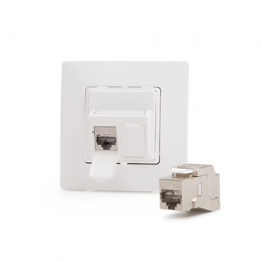 Zásuvkový modul pre Legrand® NiloeTM, Category 6A, 2xRJ45/s, osadený s KEJ-C6A-S-10G