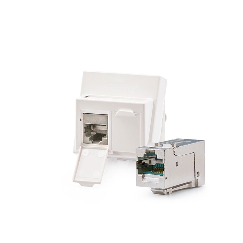 Antibakteriálna zásuvka Modulo45, Category 6A, 2xRJ45/s, podlahová / do žľabu, osadená s KEJ-C6A-S-HD