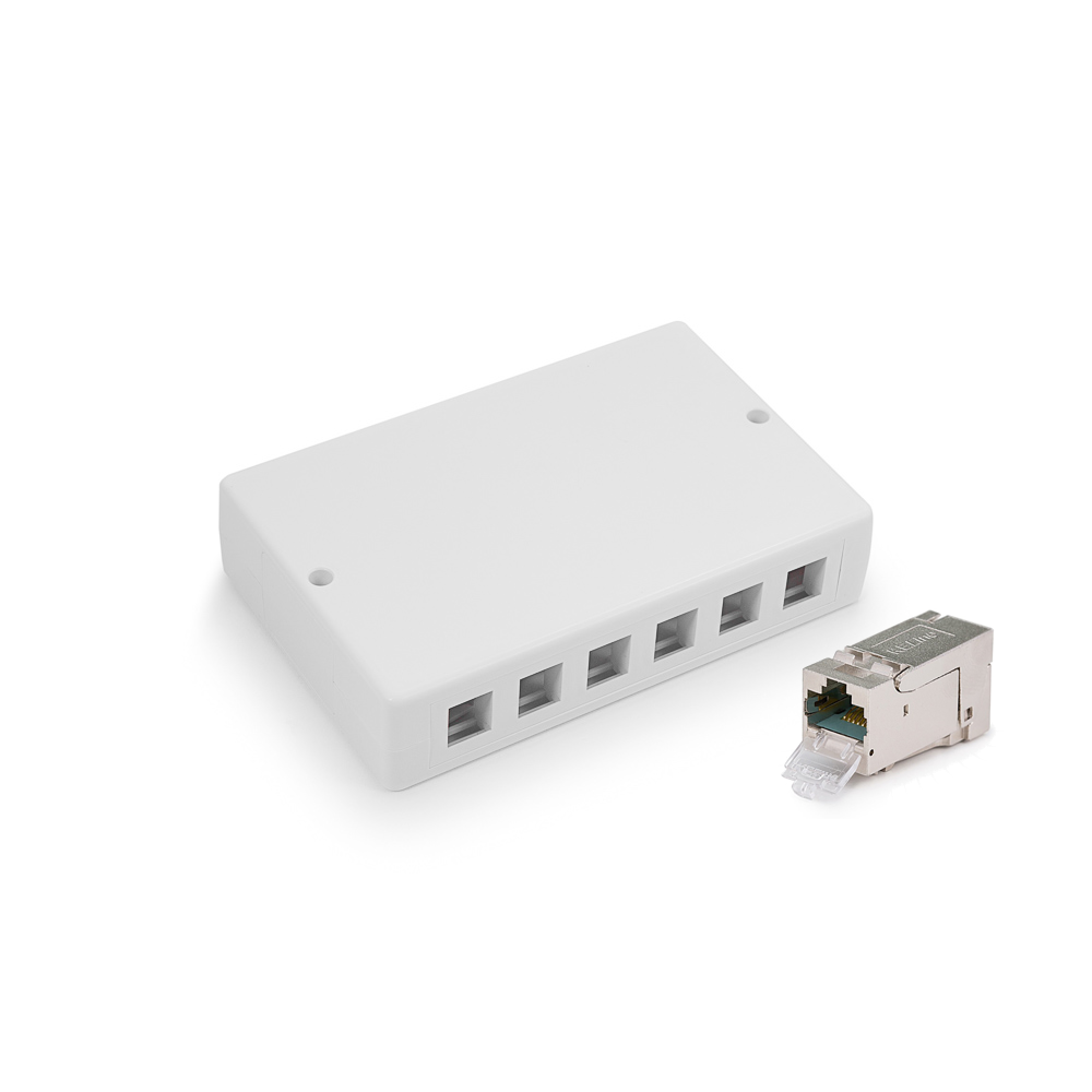 Z&aacute;suvkov&yacute; box, Category 6A, 6/12xRJ45/s, povrchov&yacute;, osaden&yacute; s KEJ-C6A-S-HD