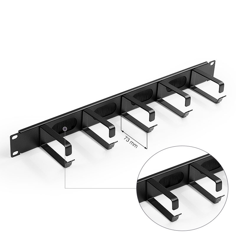 Držiak patch k&aacute;blov 19" s hĺbkou oka 73 mm, kovov&yacute;, so &scaron;tetinami