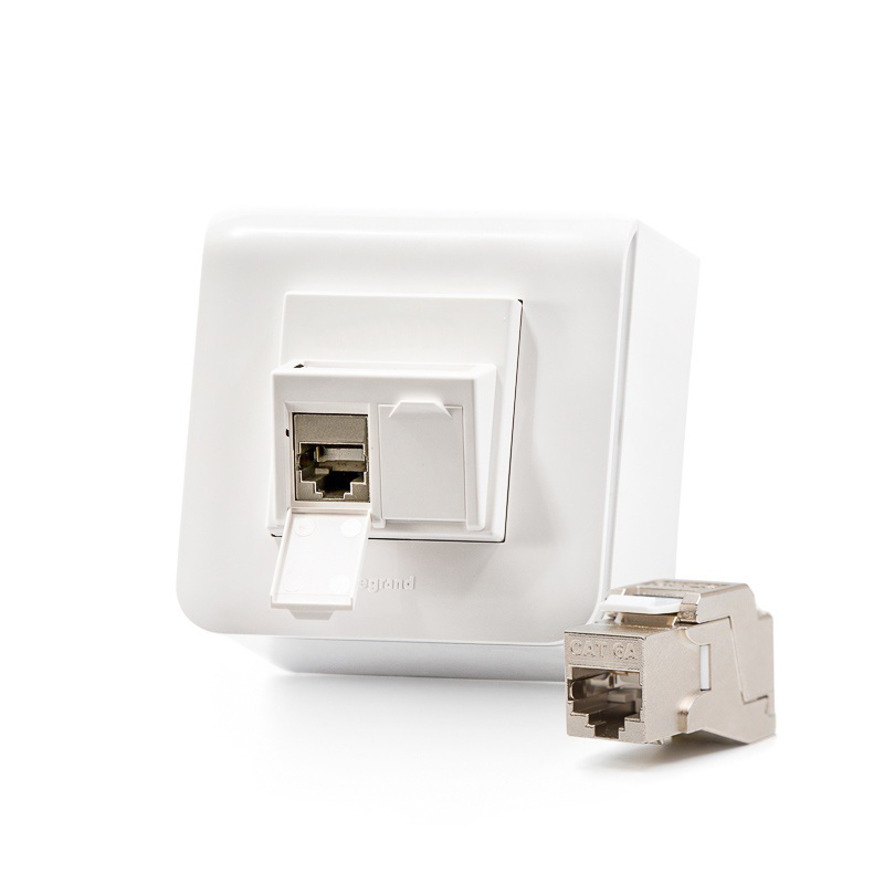 Zásuvka Modulo45, Category 6A, 2xRJ45/s, povrchová, osadená s KEJ-C6A-S-10G