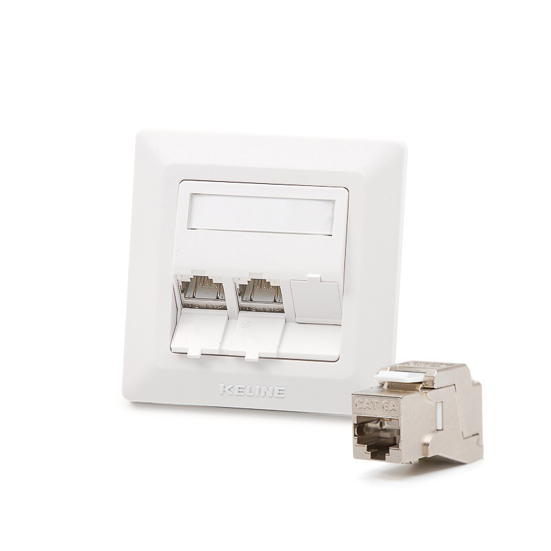 Zásuvka Modulo50, Category 6A, 3xRJ45/s, podpovrchová, osadená s KEJ-C6A-S-10G