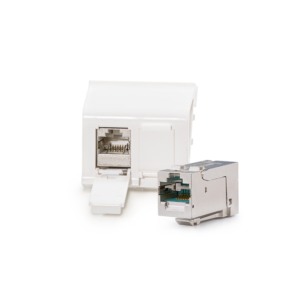 Legrand® MosaicTM&nbsp;kompatibilný zásuvkový modul, Category 6A, 2xRJ45/s, osadený s KEJ-C6A-S-HD