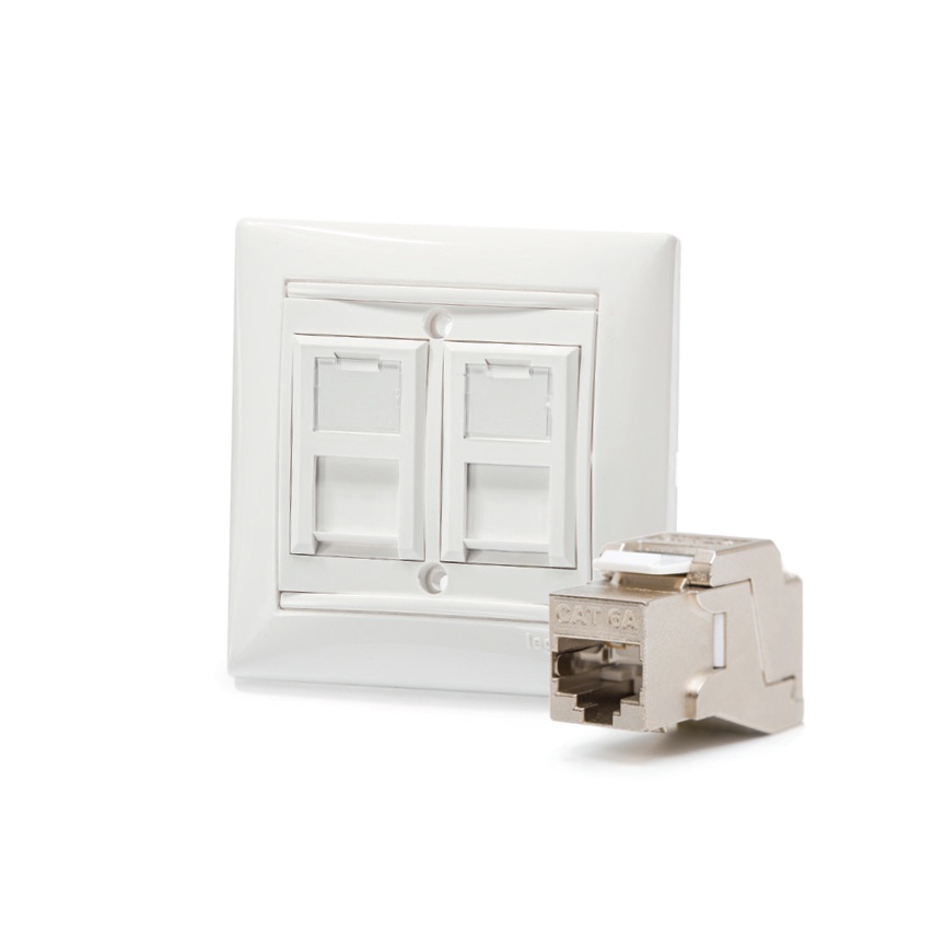 Zásuvkový modul pre Legrand® ValenaTM, Category 6A, 2xRJ45/s, osadený s KEJ-C6A-S-10G&nbsp;