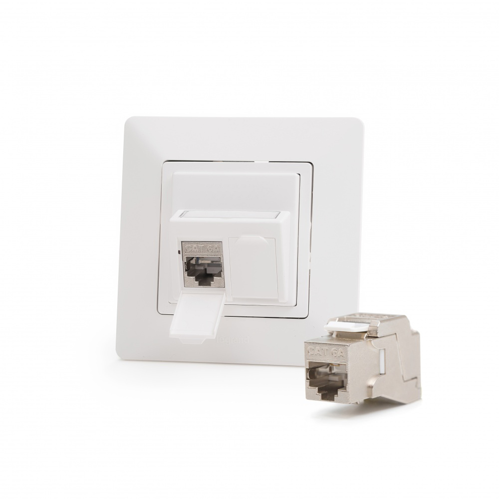 Zásuvkový modul pre Legrand® ValenaTM&nbsp;Life, Category 6A, 2xRJ45/s, osadený s KEJ-C6A-S-10G