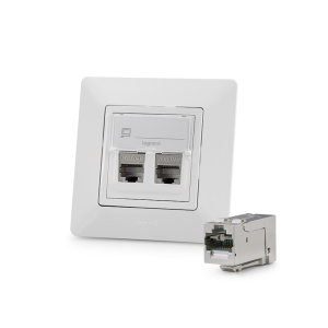 Z&aacute;suvkov&yacute; modul pre Legrand&reg; ValenaTM&nbsp;Life, Category 6A, 2xRJ45/s, osaden&yacute; s KEJ-C6A-S-HD, priamy vstup