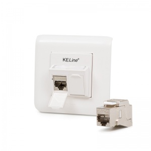 Zásuvka Modulo45, Category 6A, 2xRJ45/s, podpovrchová, osadená s KEJ-C6A-S-10G